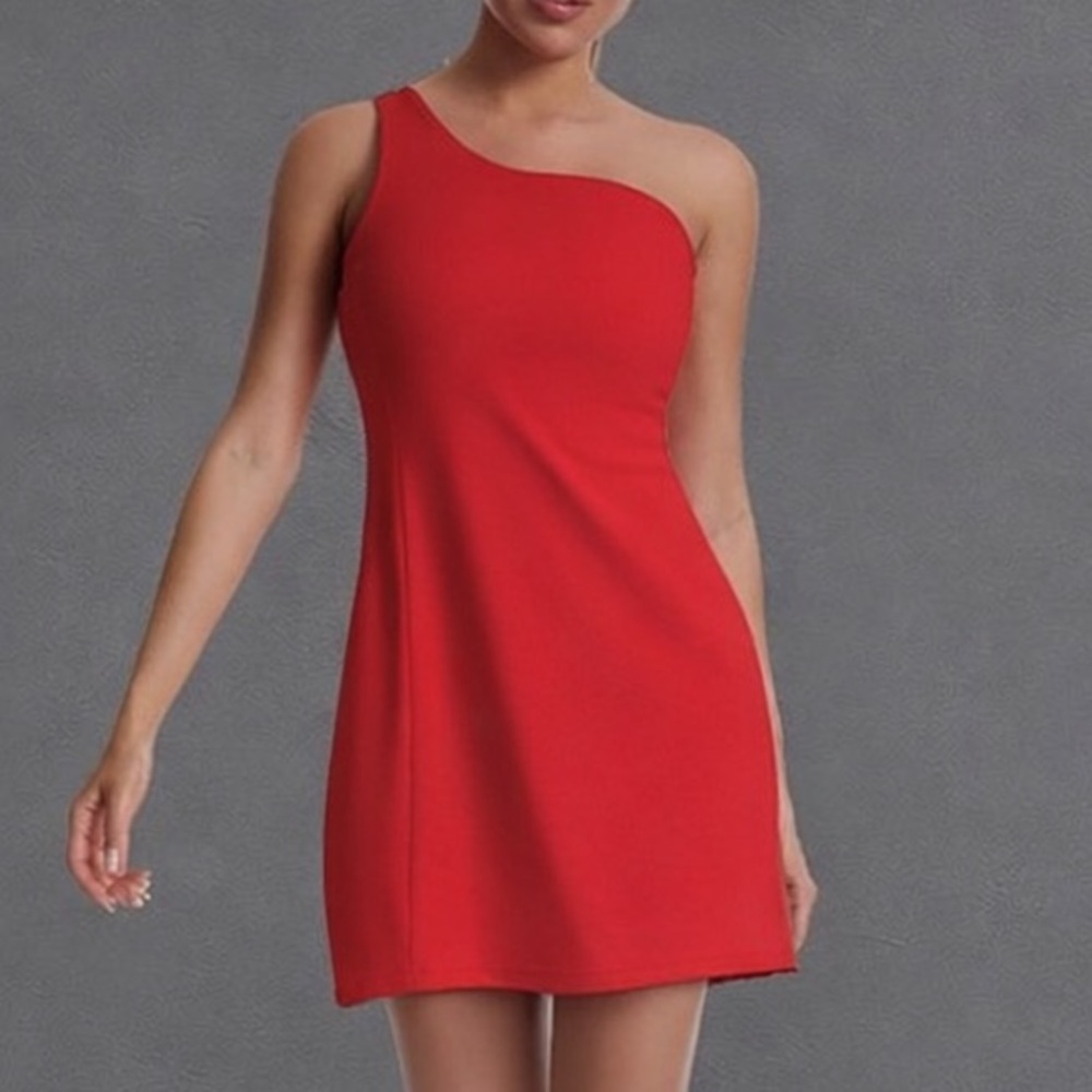 Women’s Athletic Dress One Shoulder Red Tennis Pickleball Golf Workout Small